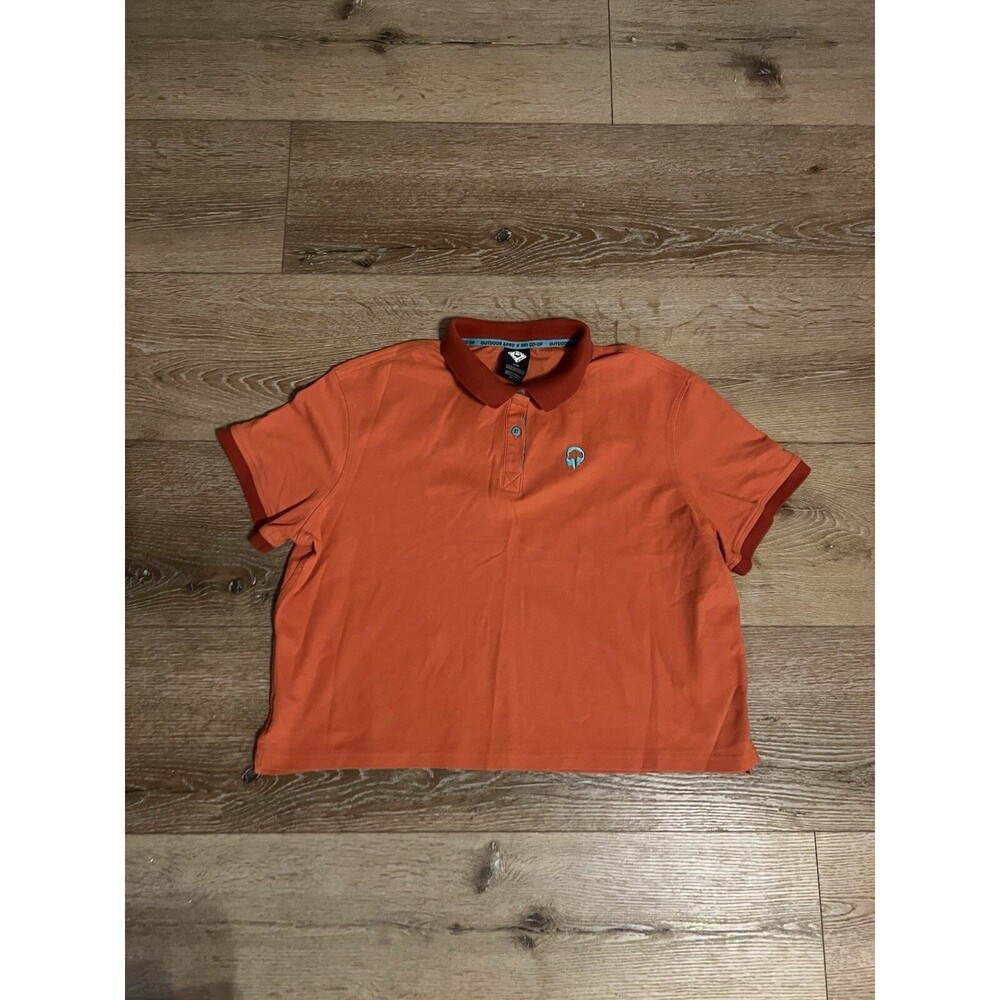Outdoor Afro x REI COOP Womens Orange Short Sleeve Polo Cropped Size Large